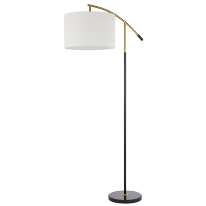TFS FLOOR LAMP 25wE27max L940 W400 H1650 2.0m foot swt BLACK MARBLE/GOLD/IVORY SHADE