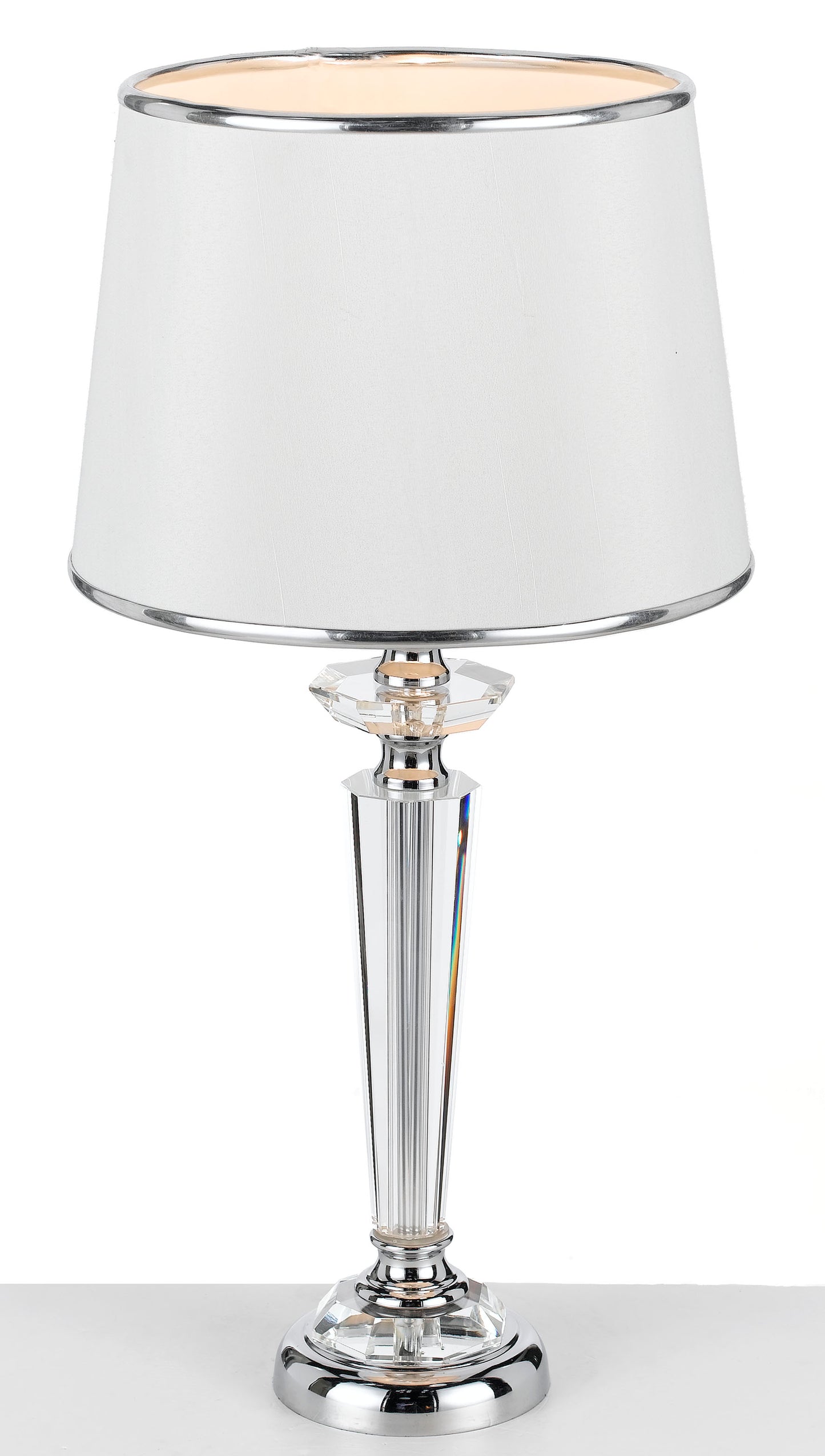 TFS TABLE LAMP 40wE27max. D:280 H:550 CHROME / CRYSTAL / WHITE