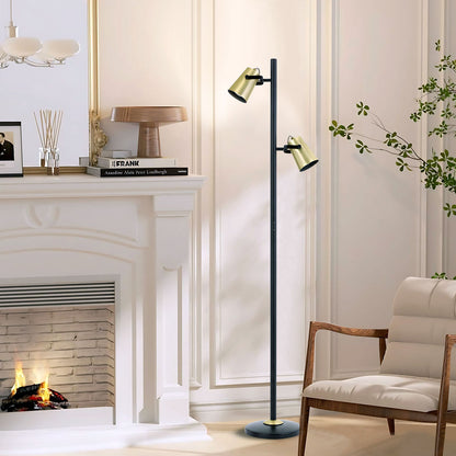 TFS FLOOR LAMP 2x6wGU10max D:90 H:1500 DLB SWITCH ON POLE - BLACK/ BRASS MATT