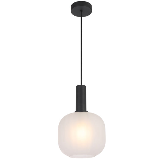 TFS 20CM PENDANT 25wE27max D200 H290 cab 2m BLACK / FROST GLASS