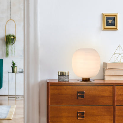 Leon TFS TABLE LAMP 25wE27max D:250 H:260 inline Switch ANT GOLD BASE / OPAL MAT GLASS