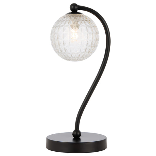 TFS TABLE LAMP 6wG9max KIT L160 W150 H350 BLACK MATT/CLEAR PRISM PATTERN