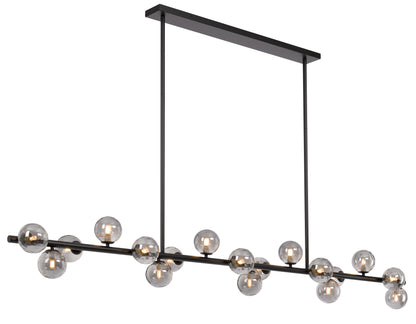 TFS 18 LTS PENDANT 18x6wG9mx L2000 W243 H245 ROD:2x6001x300 BLACK FRAME/SMOKE GLASS