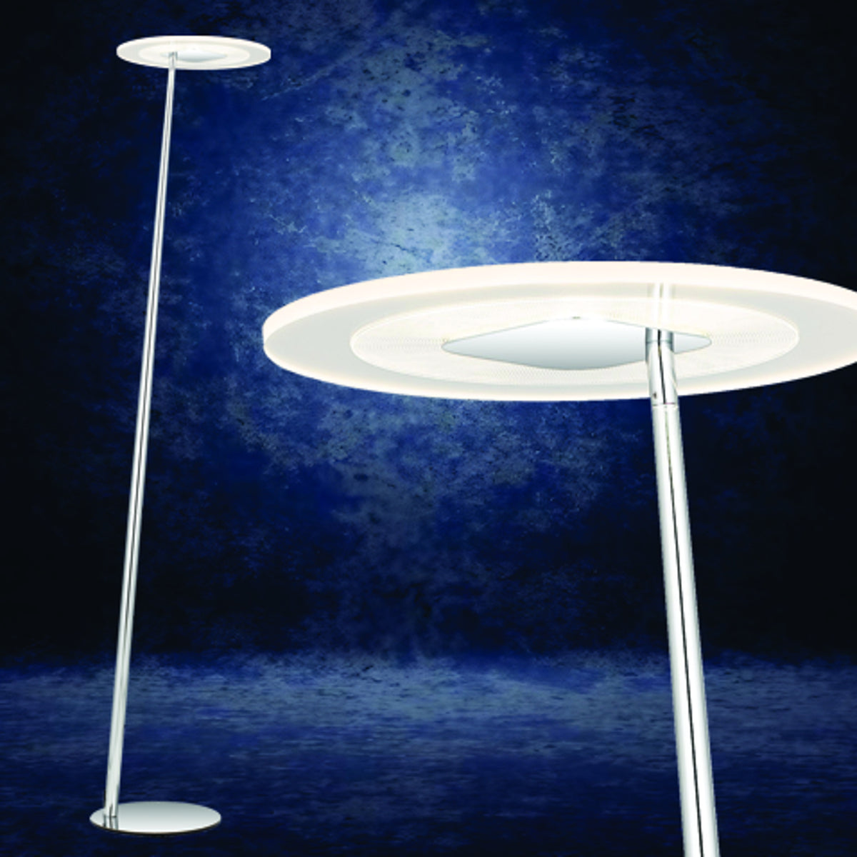 TFS LED FLOOR LAMP 12wLED 3CCT DIM 1800LM H1550 D350 foot swtch CHROME