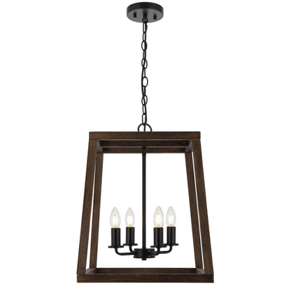 TFS 4 LT PENDANT 4x25wE14 W405 L405 H524 CHAIN 2M BLACK MATT / WALNUT TIMBER