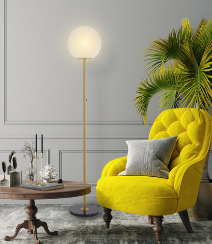 TFS FLOOR LAMP 25wE27max D:300 H:1650 BUTTON SWITCH BLCK MARBLE/ANT GOLD/ALABASTRO