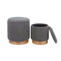Grey Sherpa Fur Wood Base Storage Ottoman