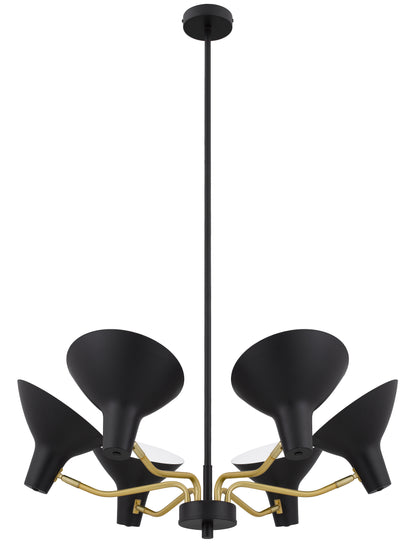 TFS 6 LIGHTS PENDANT 6x25wE27max D:900 H:150 BLACK/BRASS MATT ROD:1.5m