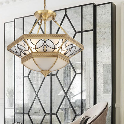 Vitawood TFS PE CTC 4x25wE27max D:500 H:208 chain:2M BRASS/FROST GLASS