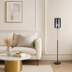 TFS FLOOR LAMP 25wE27max H:1520 D:210 BRASS MATT/BLACK MARBLE/SMOKE