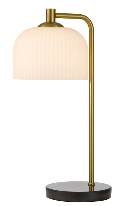 TFS TABLE LAMP 25wE27max L:180 W:265 H:490 inline swtch BLK MARBLE/ANT GOLD/OPAL MATT