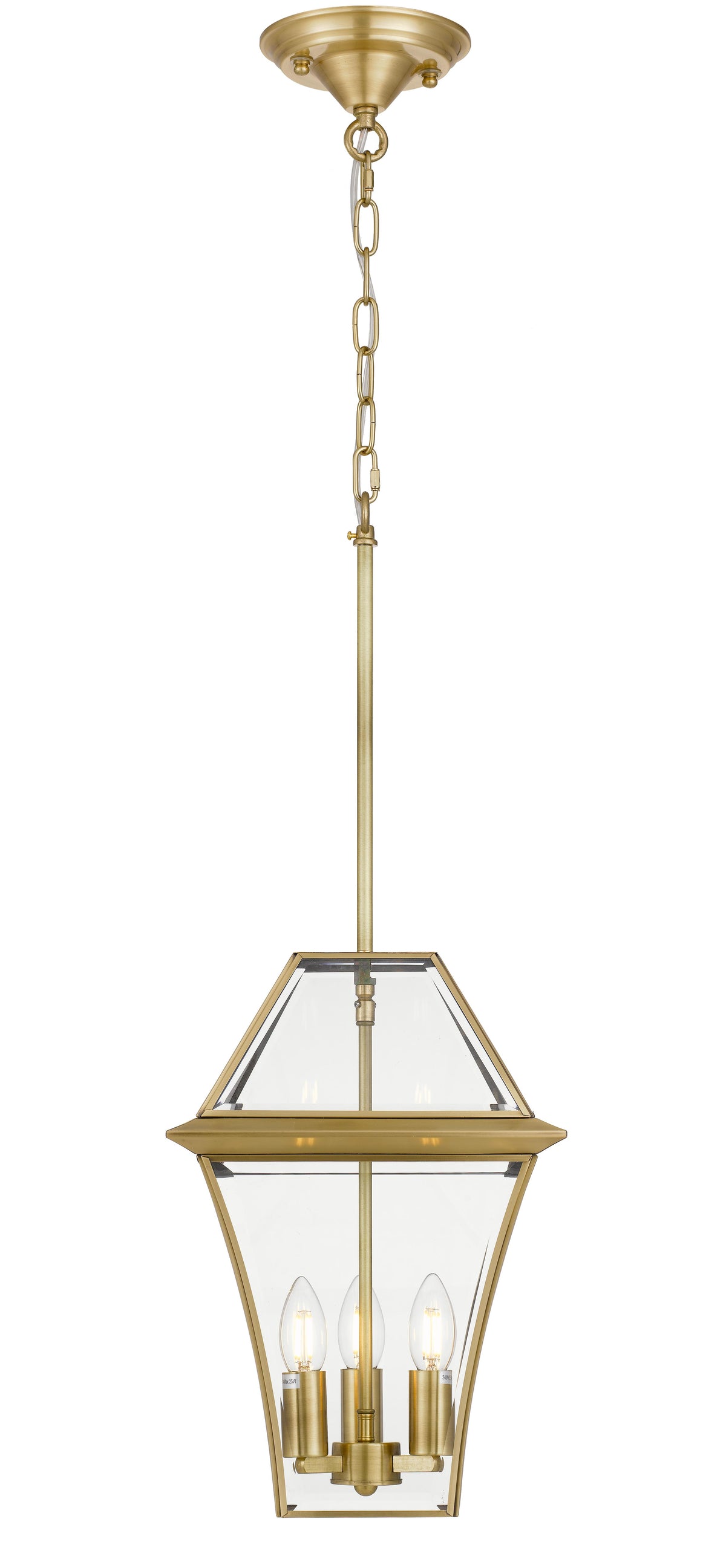 TFS 27 PENDANT 25wE14max L:275 H:400 - IP43 BRASS/CLEAR ROD:300mm + CHAIN:1000