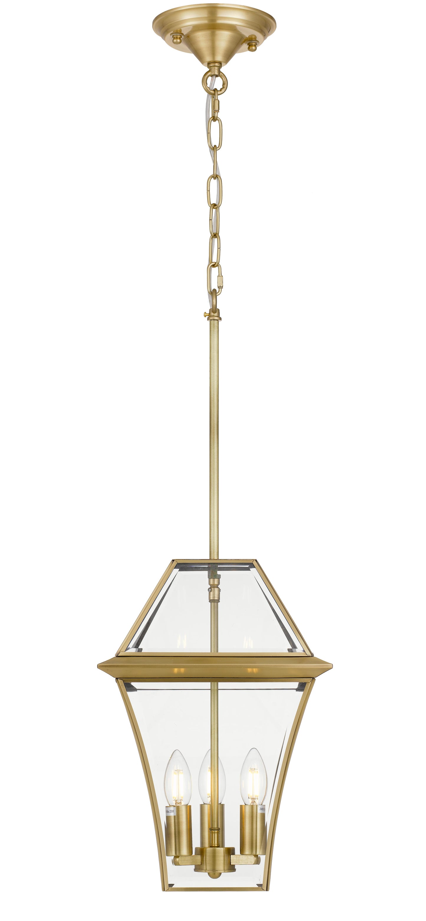 TFS 27 PENDANT 25wE14max L:275 H:400 - IP43 BRASS/CLEAR ROD:300mm + CHAIN:1000