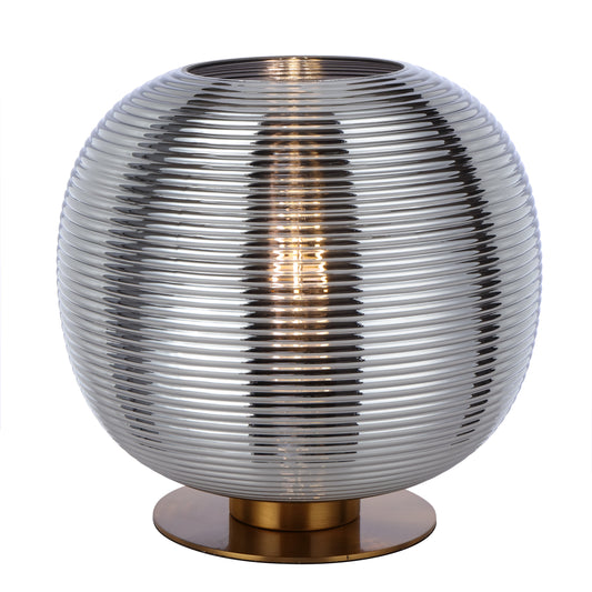 Vigo TFS TABLE LAMP 25wE27max D:250 H:260 inline Switch ANT GOLD BASE / CHROME GLASS