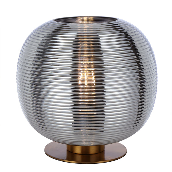 Vigo TFS TABLE LAMP 25wE27max D:250 H:260 inline Switch ANT GOLD BASE / CHROME GLASS