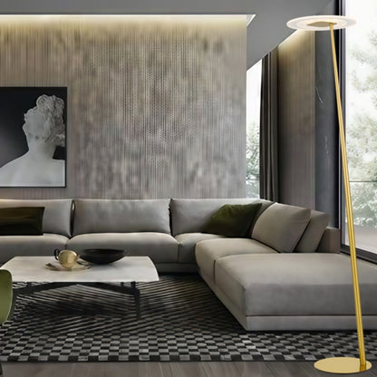 TFS LED FLOOR LAMP 12wLED 3CCT DIM 1800LM H1550 D350 foot swtch ANT GOLD