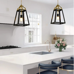 TFS 1LT PENDANT 25wE27 L:250 W:250 H:500 2M chain BLACK / ANTIQUE GOLD