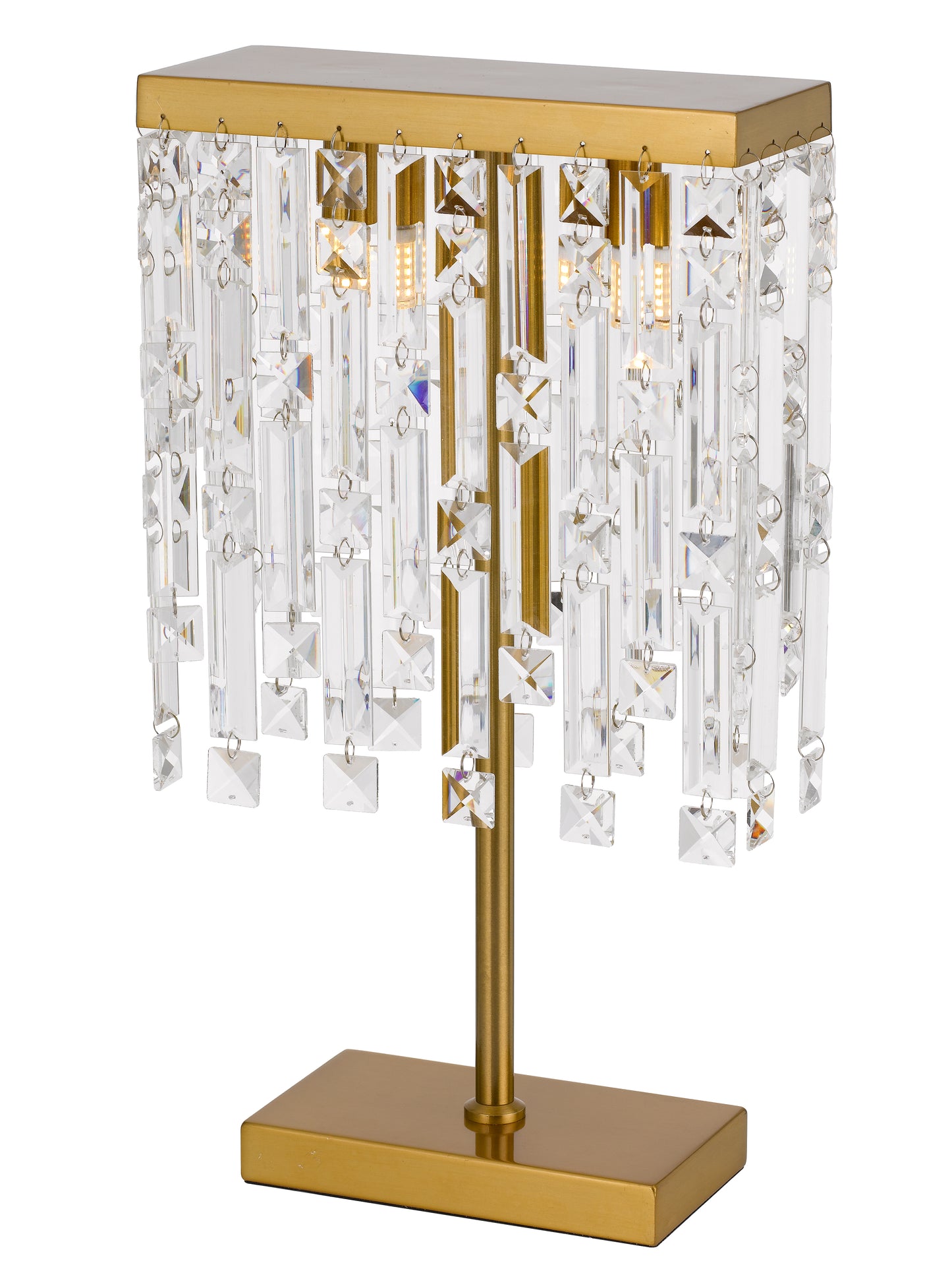 TFS 2 LIGHTS TABLE LAMP 2 x 28wG9max L:250 H:470 ANTI GOLD/CLEAR Inline Switch