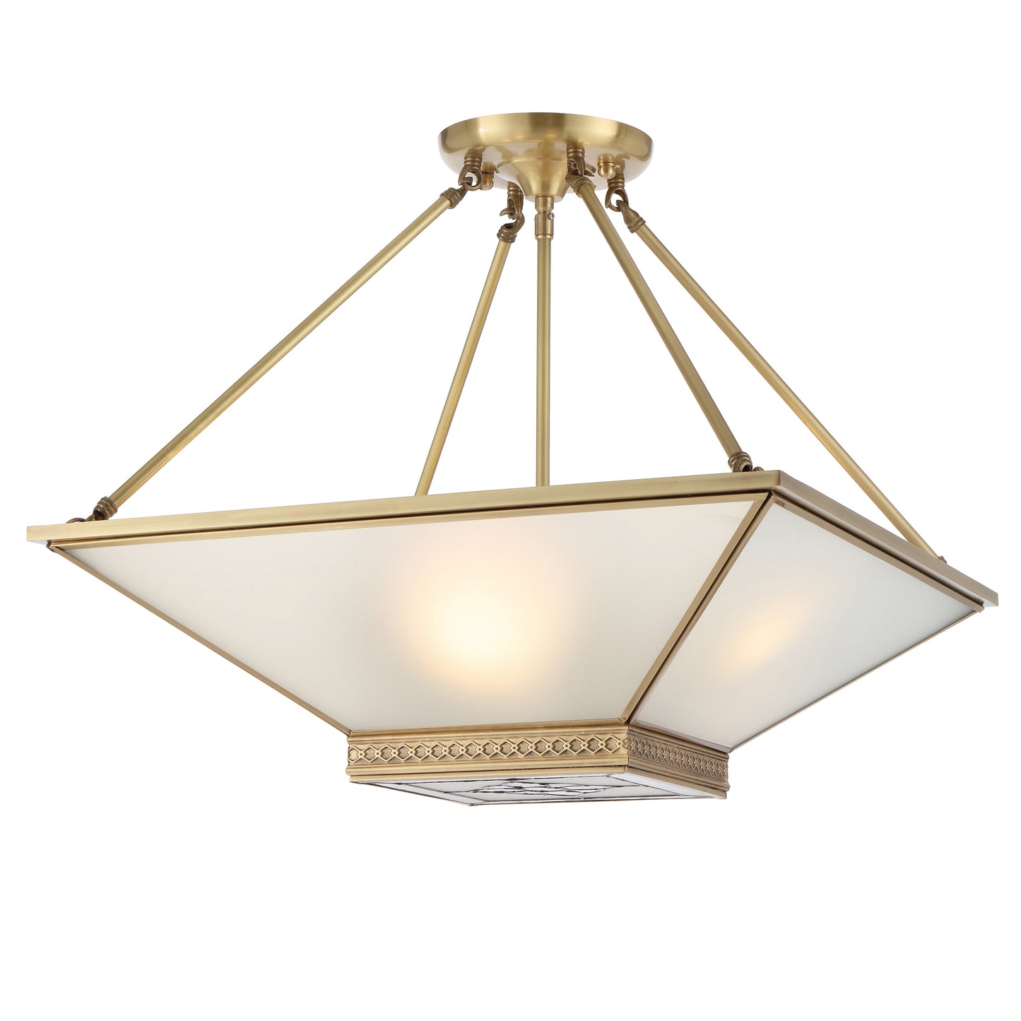 TFS PE CTC 4x25wE27max D:500 H:160 chain:2M BRASS/FROST GLASS