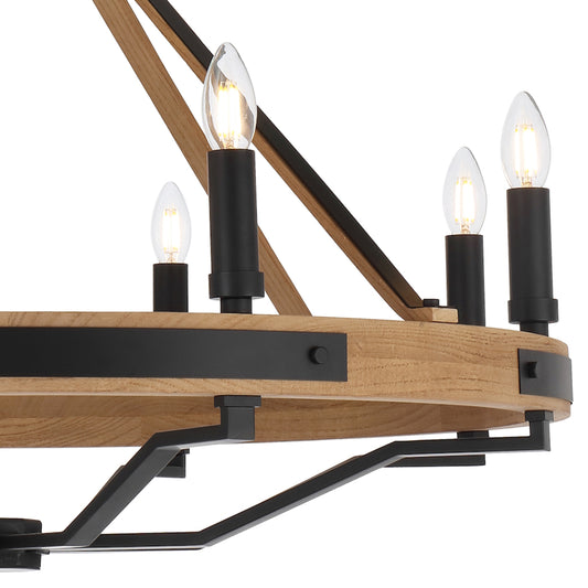 TFS 8 LTS PENDANT 8*25wE14 D:860 H:650 2m CHAIN BLACK MATT / ASHTREE WOOD