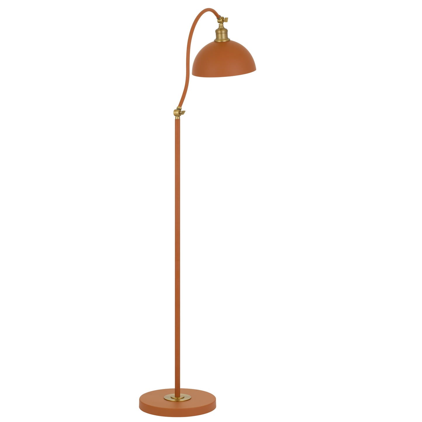 TFS FLOOR LAMP 25wE27max L375 W280 H:1550 SHADE D:250 H:215 ORANGE SATIN/ BRASS