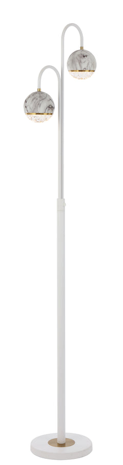 TFS 2 LIGHTS FLOOR LAMP 2x6wG9 L:315 W:23 H:1550 WHITE MATT/WHITE MARBLE LOOK