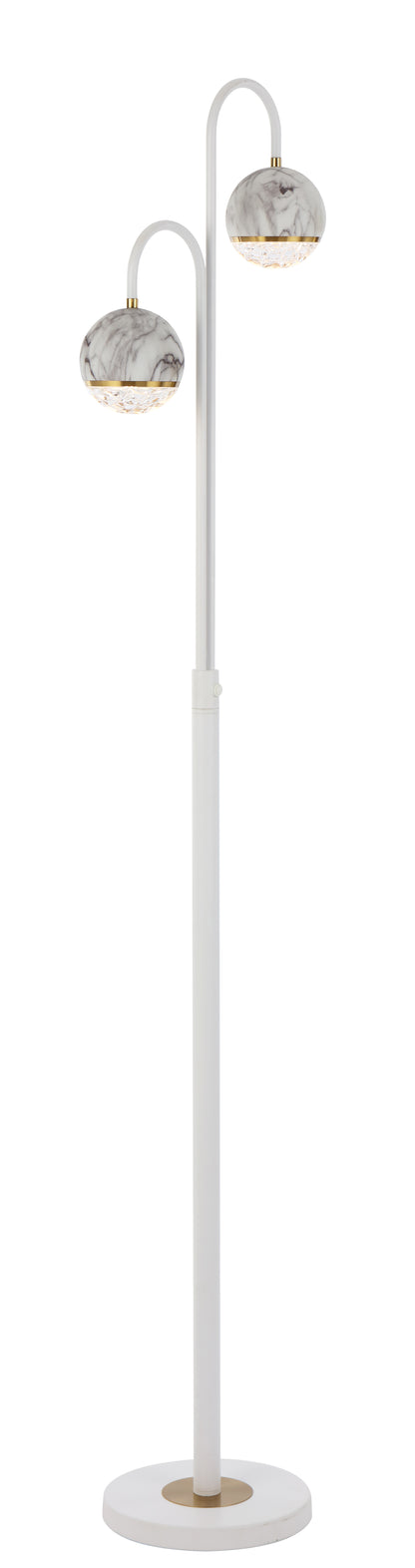 TFS 2 LIGHTS FLOOR LAMP 2x6wG9 L:315 W:23 H:1550 WHITE MATT/WHITE MARBLE LOOK