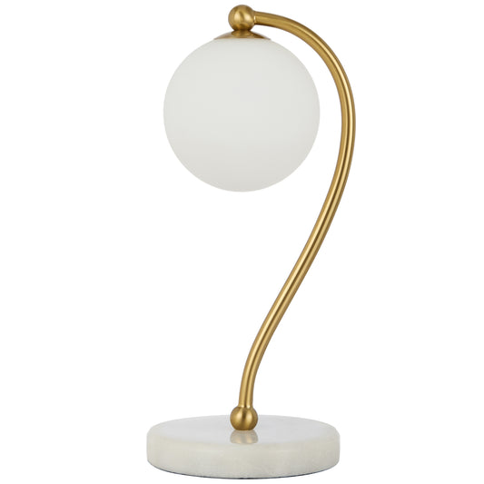 TFS TABLE LAMP 6wG9max KIT L160 W150 H350 WHITE MARBLE/ ANT GOLD/ OPAL MATT