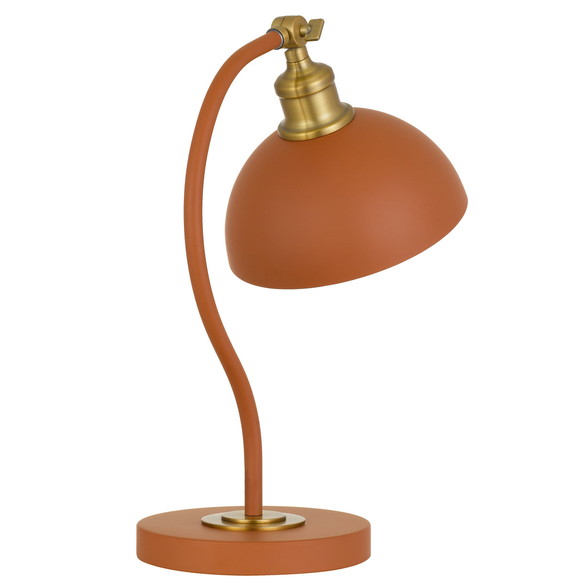 TFS TABLE LAMP 25wE27max L:285 W:200x H:415 SHADE D:200 H:190 ORANGE SATIN/ BRASS