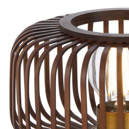 TFS ROUND TABLE LAMP 25wE27max D200 H230 inline swt BLACK / BROWN BAMBOO
