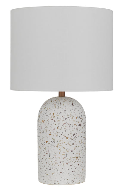 TFS MED TABLE LAMP 25wE27max D:300 H:500 inline Swtch WHITE TERRAZZO / IVORY LINEN