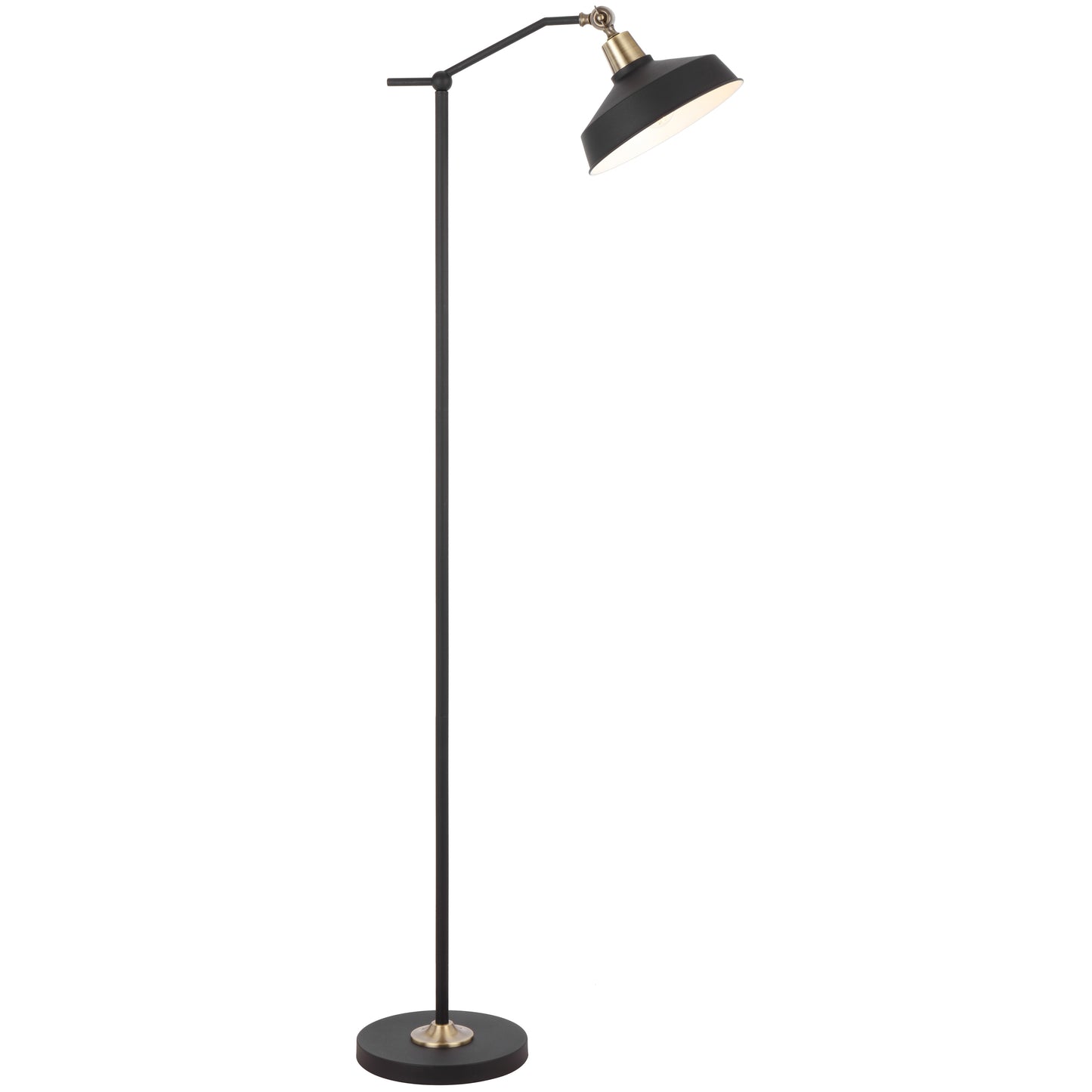 TFS FLOOR LAMP 25wE27max L440 W250 H1500 FOOT SWTCH BLACK MATT/ ANT BRASS