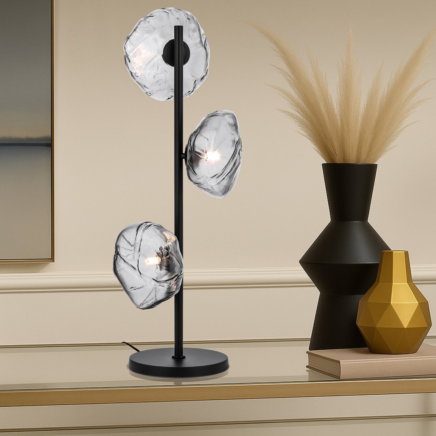 Tours TFS TABLE LAMP 3 LTS 3x6wG9max H900 GLASS D200 BLACK / SMOKE GLASS