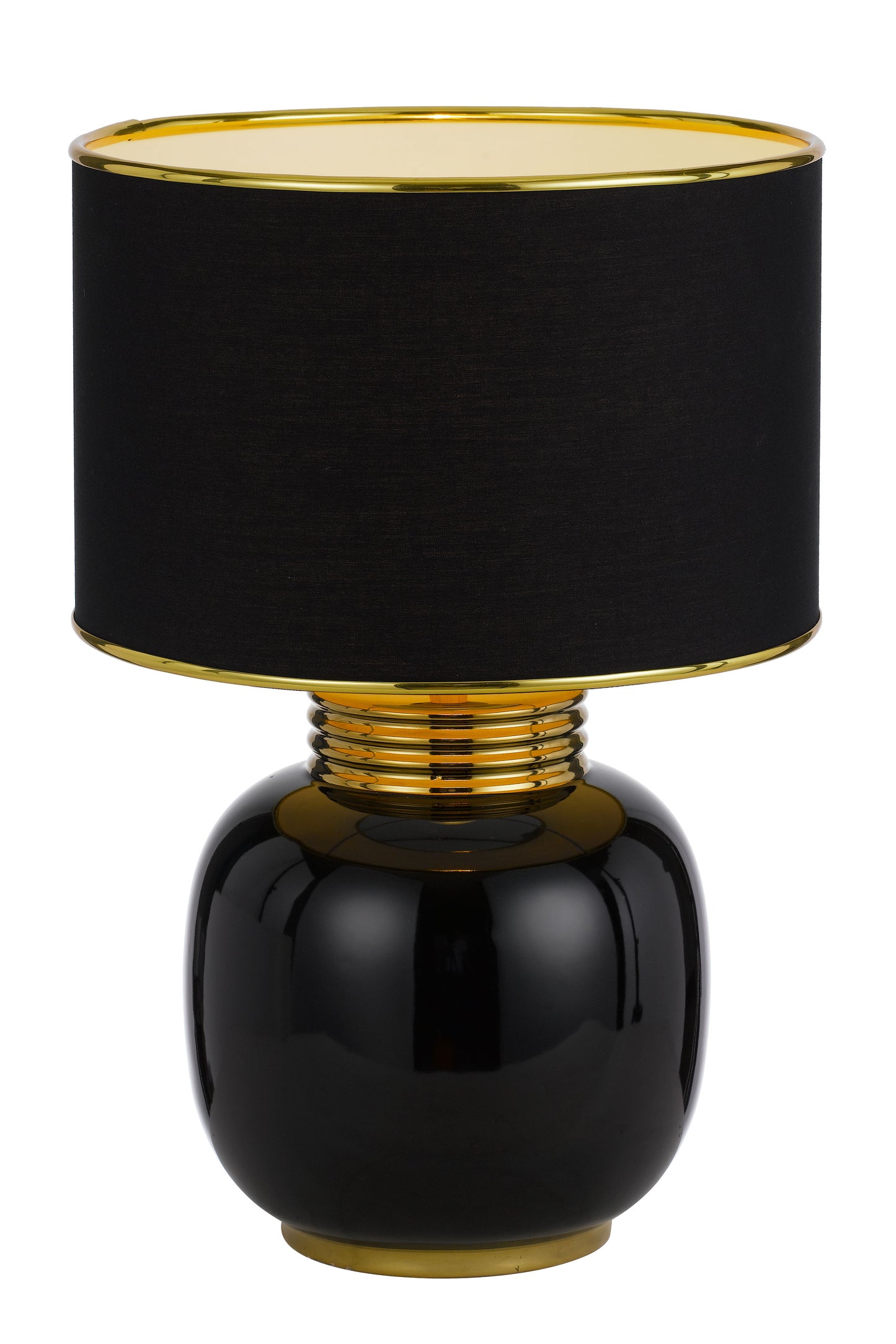 TFS CERAMIC TABLE LAMP 25wE27max H:425 D:285 BLACK/BLACK/GOLD TRIM