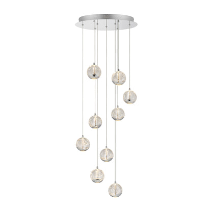 TFS 9 LTS PENDANT 9x5wLED 3000K D:400 2490Lm CAB.3m ( D:90 H:85) CHROME/BUBBLE GLASS
