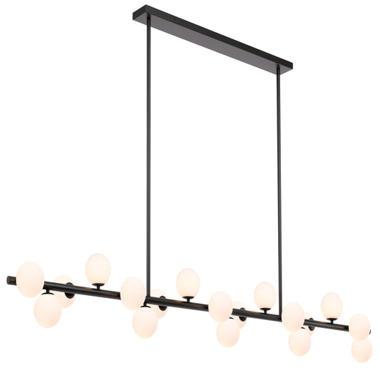 Memphis TFS 18 LTS PENDANT 18x6wG9mx L2000 W243 H245 ROD:2x6001x300 BLACK FRAME/OPAL GLASS