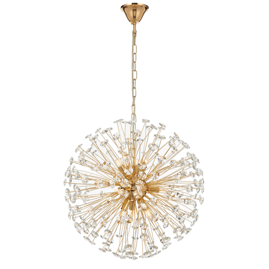 Tarragona TFS 9 LT PENDANT 9x6wG9max D:500 CHAIN 2M CRYS H200 GOLD / CLEAR