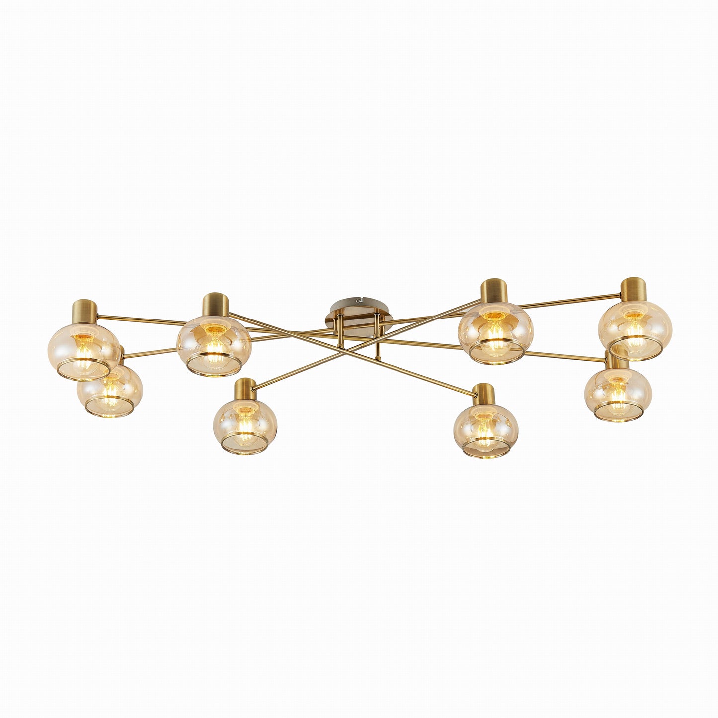 TFS 8 LT CTC 8x25wE27max L:1200 W:540 H:210 ANTIQUE BRASS/ AMBER GLASS