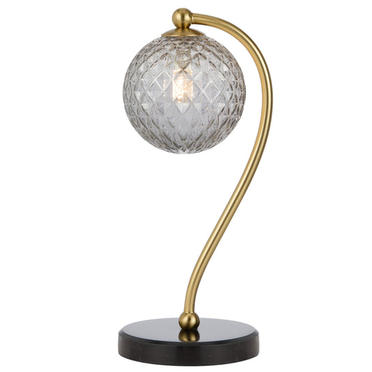 TFS TABLE LAMP 6wG9max KIT L160 W150 H350 BLACK MARBLE/ ANT GOLD/ SMOKE TEAR PATTERN