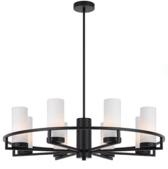 TFS 8LTS PENDANT 8x25wE14max D850 H242 GLASS:80 BLACK / OPAL MATT ROD:1.5m