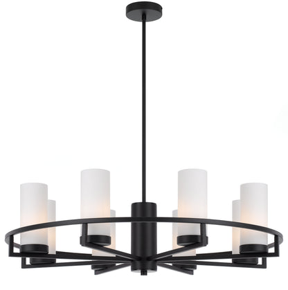 TFS 8LTS PENDANT 8x25wE14max D850 H242 GLASS:80 BLACK / OPAL MATT ROD:1.5m