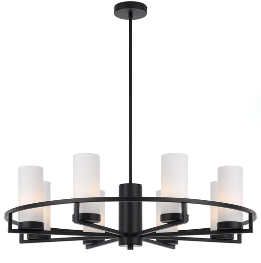 TFS 8LTS PENDANT 8x25wE14max D850 H242 GLASS:80 BLACK / OPAL MATT ROD:1.5m