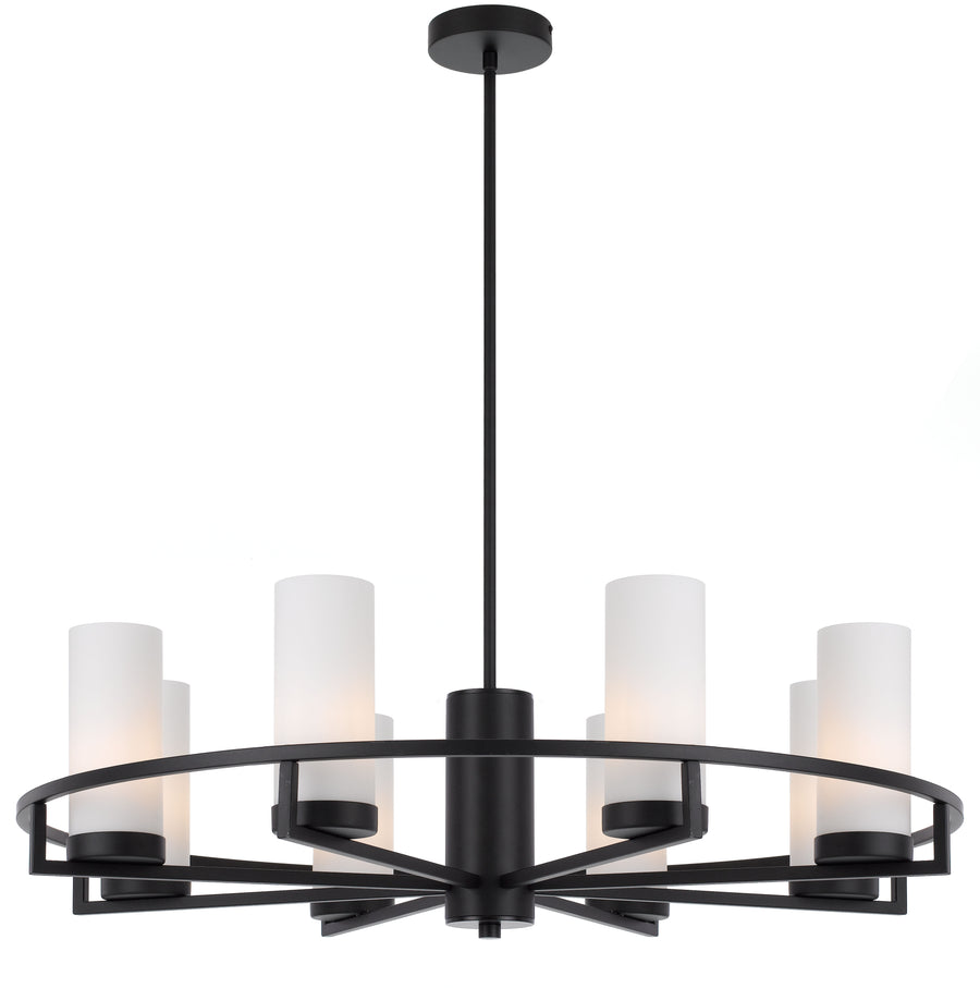 TFS 8LTS PENDANT 8x25wE14max D850 H242 GLASS:80 BLACK / OPAL MATT ROD:1.5m