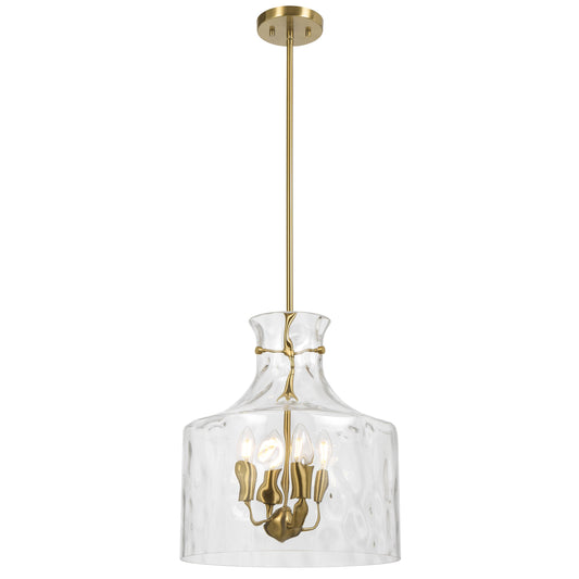 Altoville TFS 4LT PENDANT 4x25wE14max D:380 H:420 ROD 1.5m ANT GOLD / CLEAR WATER STREAK