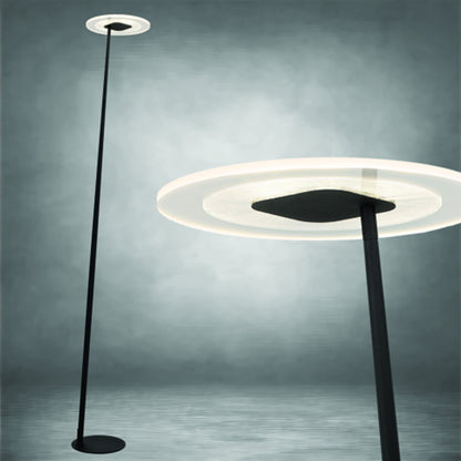 TFS LED FLOOR LAMP 12wLED 3CCT DIM 1800LM H1550 D350 footswth BLACK SAND