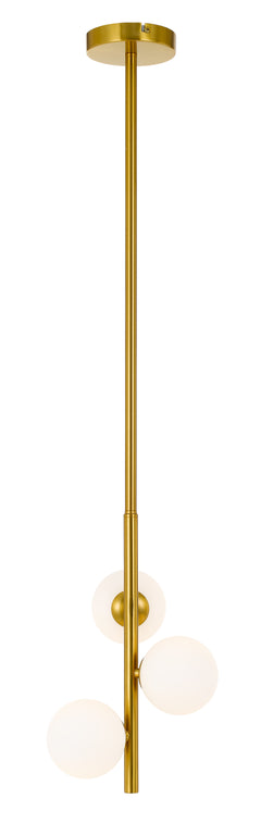 TFS 3 LTS PENDANT 3x6wG9max L:220W:245H:600 ROD:2x6001x300 ANT GOLD FRAME/OPAL MATT GLASS