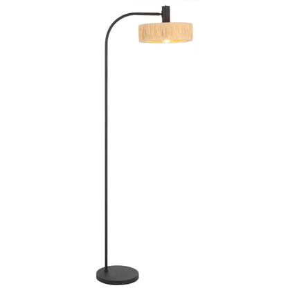 TFS FLOOR LAMP 25wE27max L530 W300 H1580 foot swt BLACK / NATURAL RAFFIA