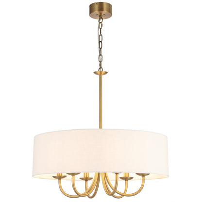 Terawood TFS 6LT PENDANT 6x25wE14max D700 H650 chain 2M BRASS/ IVORY LINEN