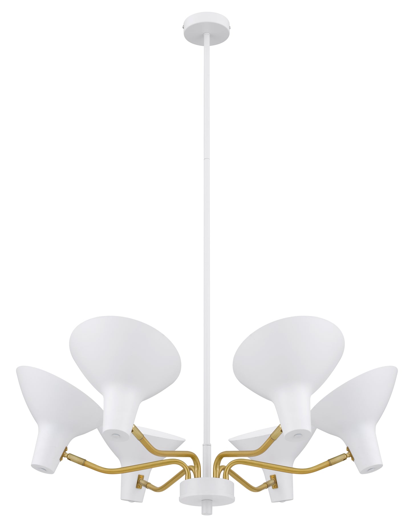 TFS 6 LIGHTS PENDANT 6x25wE27max D:900 H:150 WHITE/BRASS MATT ROD:1.5m