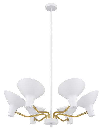 TFS 6 LIGHTS PENDANT 6x25wE27max D:900 H:150 WHITE/BRASS MATT ROD:1.5m